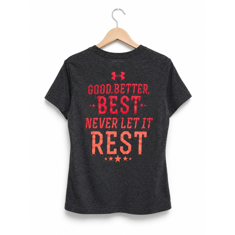 Under Armour HeatGear Motivational Graphic Tee Charcoal Gray Short Sleeve‎ YSM 7